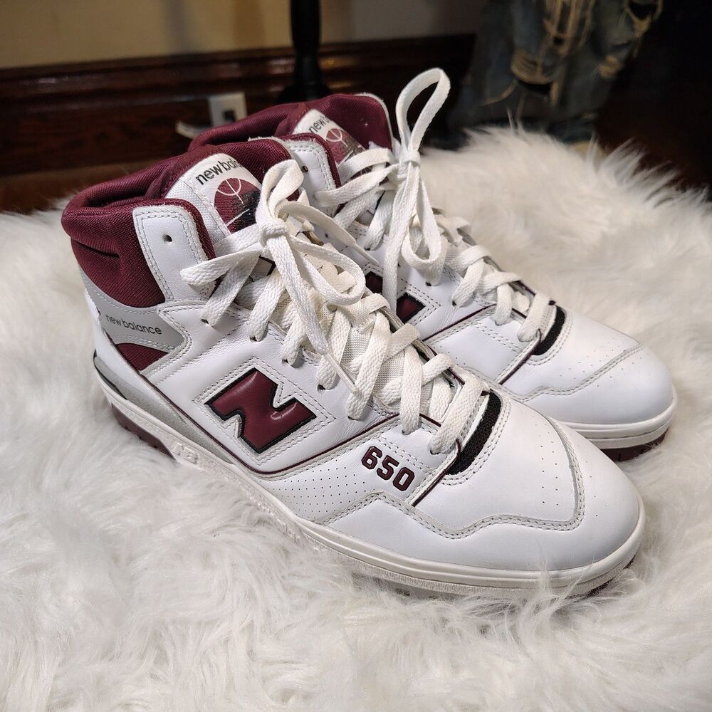 New Balance 650 Burgundy White High Tops Mens Size 11